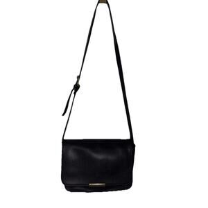 Nine West Messenger Work School Bag Black Pebbled Vinyl Adjustable Strap